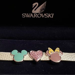 Swarovski crystal Disney Mickey/Minnie mouse genuine leather bracelet